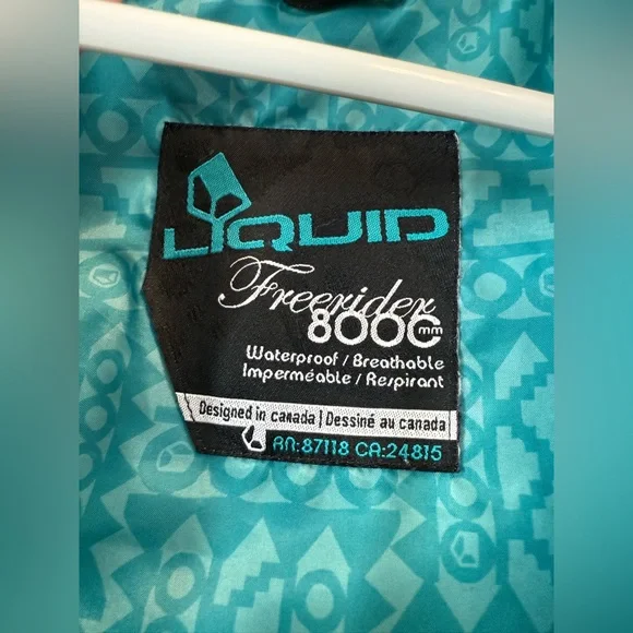 Women’s Liquid Freerider 8000 MM Waterproof Teal Hooded Ski Snowboard Jacket - Picture 5 of 12